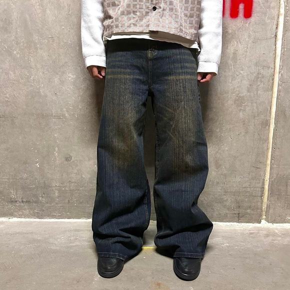 DARK NAVY WIDE LEG BAGGY DENIM 32 WAIST - Picture 1 of 8